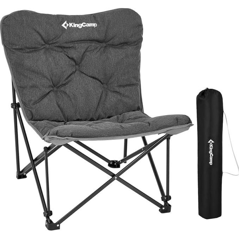 KingCamp Lindon Relax Camping Chair Butterfly Chair Lounge Chair Steel 136 kg Slate Grey