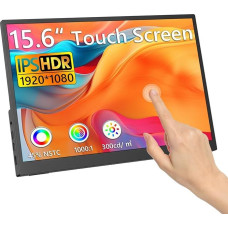 15T 15,6 colių FHD1080P jutiklinis monitorius, IPS ekranas, nešiojamasis ekranas su 2 USB-C, HDMI, 10 taškų jutikliniu ekranu, dvigubu garsiakalbiu, išplėstinis nešiojamasis monitorius nešiojamajam kompiuteriui, asmeniniam kompiuteriui, mobiliajam telefon