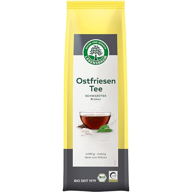 LEBENSBAUM Ostfriesen Tea Broken, Rytų Fryzijos juodosios arbatos mišinys, ekologiška arbata, stiprios salyklo skonio juodoji arbata, 100 g