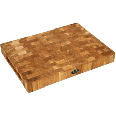 B4K® Ąžuolo galinė medinė pjaustymo lenta 40 × 30 × 4 cm - masyvi pjaustymo lenta | Antibakterinė galinė medinė lenta su rankenomis ir silikoninėmis kojelėmis | Puikiai tinka virtuvei, mėsai ir griliui