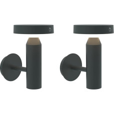 BOLD 2 saulės sieninių šviestuvų rinkinys, pilkos spalvos, saulės šviestuvai lauke, IP44, judesio jutiklis lauke, 3000 K šilta balta spalva, 400 lm, 55 valandų veikimo laikas, saulės ir USB įkrovimas, atsparūs oro sąlygoms