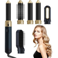 5 in 1 Hairstyler, 1000W Multifunktions Warmluftbürste mit 5 Zubehörteilen, 3 Temperaturen, 360° Schwenkbares Heckdesign, Hairstyler zum Haareaufplustern, Trocknen, Glätten, Locken，Blau