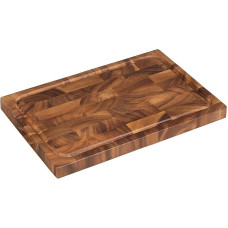 Tala Rectangular End Grain Wood Board with Juice Groove, Lacquered Acacia Wood Board, Ideal for Chopping, Carving and Serving All Foods and Perfect for Displaying Measures 42 x 2 x 3 cm