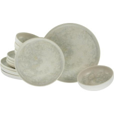 CreaTable, 23714, Uno Athena Series, 12-Piece Crockery Set for 4 People, Plate Set Made of Stoneware, Dishwasher and Microwave Safe, Made in Portugal