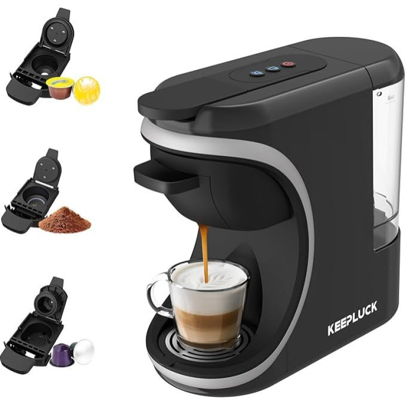 ST-551 3 in1 Kapselkaffeemaschine für Nespresso Original/Dolce Gusto/Pulver, einstellbares flüssigkeitsvolumen,600ML