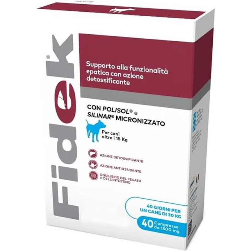 D.R.N. Fidek 40 tablečių 1500 mg Kepenų funkcijos palaikymas ir detoksikacijos poveikis šunims, sveriantiems daugiau kaip 15 kg