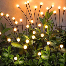 YJFWAL Firefly Solar Garden Lights Outdoor Pack of 6 Firefly Lights Waterproof Swinging Garden Lights for Pathway Christmas Yard Patio Landscape Decorative, 8 LED Each (Warm White, Pack of 6)