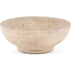 Marmurinis vaisių dubuo 10 colių - rankų darbo dekoratyvinis travertino dubuo virtuvei, valgomajam ar kavos staliukui, idealiai tinka vaisiams ir užkandžiams (travertinas)