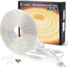 LED Strip, 5 Metres, with Switch and Plug, 220V 5050 SMD IP65 LED Strip, Warm White