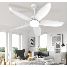 Tylusis lubų ventiliatorius lubų šviesos pritemdomas juodas 5 mentės 106 cm