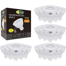 CLAR - GU5.3 LED šiltai balta, LED prožektorius, 12 V, MR16, 7 W, 3000ºK (20 vnt.)