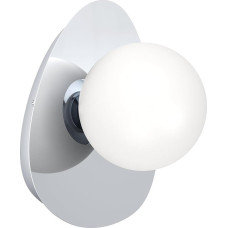 EGLO Castrivido LED sieninis šviestuvas Vonios kambario sieninis metalinis chromo spalvos šviestuvas su baltos spalvos stiklo rutuliu ir G9 lemputėmis Šilta balta IP44