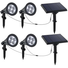 Lumisky Family Spiky 2 Stück Doppel-Solarstrahler verbunden mit demontiertem Solarpanel, 2-in-1, zum Stecken oder Befestigen, leistungsstarke LED-Beleuchtung, weiß, dimmbar, Family Spiky, Höhe 38 cm