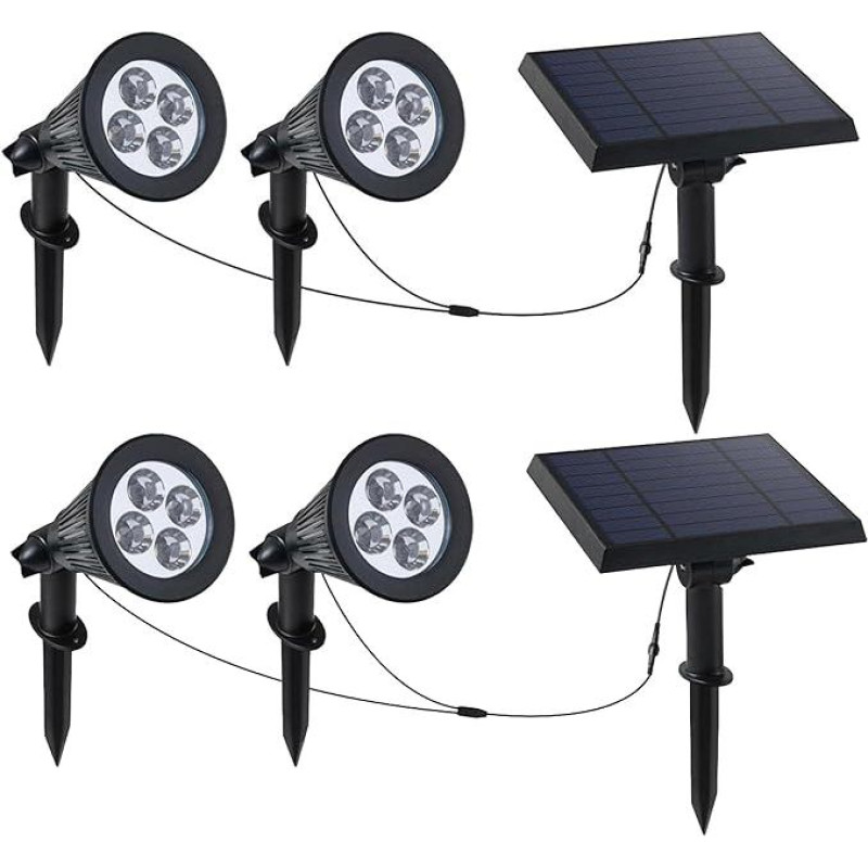Lumisky Family Spiky 2 Stück Doppel-Solarstrahler verbunden mit demontiertem Solarpanel, 2-in-1, zum Stecken oder Befestigen, leistungsstarke LED-Beleuchtung, weiß, dimmbar, Family Spiky, Höhe 38 cm