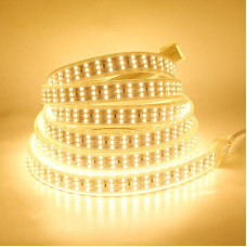 5M 220V 2835 LED juosta su jungikliu 276LEDs/m Cool White IP67 Vandeniui atspari balta lubų kopėčių LED juosta Virtuvės pasakų žibintai Šilta balta (7m, šilta balta)