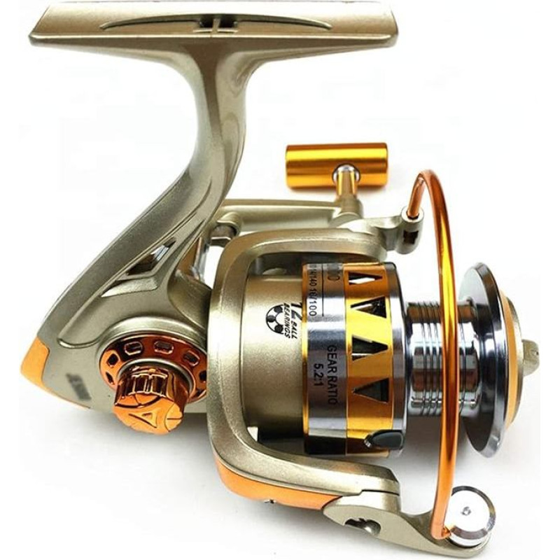 K8356 Angeln Spining Reel Metallspule 5.2: 1 12BB Kugellager Carp Angelrolle JE2000-7000 Halbmetallische Griff Sea Tackle DShanLa (Spalva : Silver, Spool Capacity : 6000 Series)