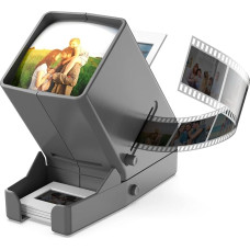 35 mm diapozityvų peržiūra, 3x padidinimas ir LED apšvietimas, skirtas 35 mm diapozityvams ir pozityviems kino juostų negatyvams (4 AA baterijos).