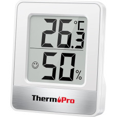 ThermoPro TP49 Digital Mini Thermo-Hygrometer Indoor Thermometer Hygrometer Temperature and Humidity Meter with Room Climate Indicator for Room Climate Control, White