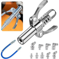 Tepimo pistoleto kandiklis, dvigubos rankenos G jungtis, dvigubos rankenos tepimo pistoleto jungtis, skirta visų automobilių tepimo pistoletams (sidabrinė)