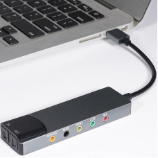 ASHATA 7.1 USB garso plokštė, išorinė garso plokštė nešiojamajam kompiuteriui su skaitmenine SPDIF garso išvestimi, didelė raiška, skirta žaidimų nešiojamajam kompiuteriui, asmeniniam kompiuteriui, sidabrinė