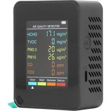 lyrlody Air Quality Monitor for Monitoring Air Quality, Air Quality Meter with LCD Backlight and CO₂ TVOC HCHO PM2.5 PM10 Measurement for Indoor Air Quality Testing (Black)