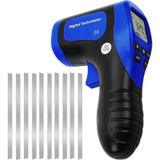 Laser Photo Speedometer, Motor Tachometer Tester, Non-Contact Tachometer, Motor Tachometer Gun - Accurate RPM Measurement with Rotation Recording (Tachometer + 10 Reflective Tapes)