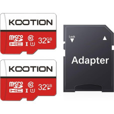 Kootion Micro SD kortelė 32 GB atminties kortelė MicroSDHC 10 klasės mini SD kortelė UHS-I U1 A1 atminties kortelės 2 atminties kortelių pakuotė 32G pakuotė 2 Micro SD kortelės atminties kortelė, skirta fotoaparatams Mobilusis telefonas 