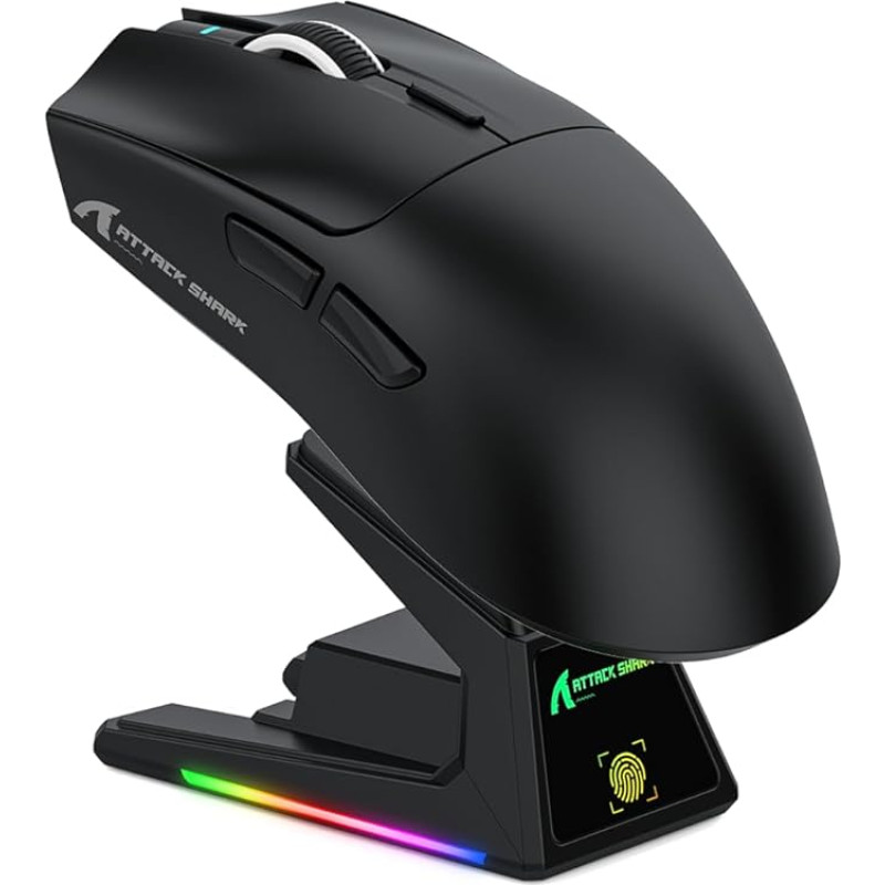 ATTACK SHARK X1 žaidimų pelė su jutikliniu kilimėliu, RGB įkrovimo dokas, 