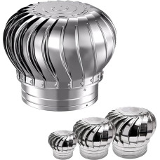 Nerūdijančio plieno palėpės ventiliatorius, stogo turbinos ventiliatorius, besisukantis kamino priedas, vėjo turbinos, stogo ventiliatorius, vėdinimo gaubtas (110 mm/4,33 colio)