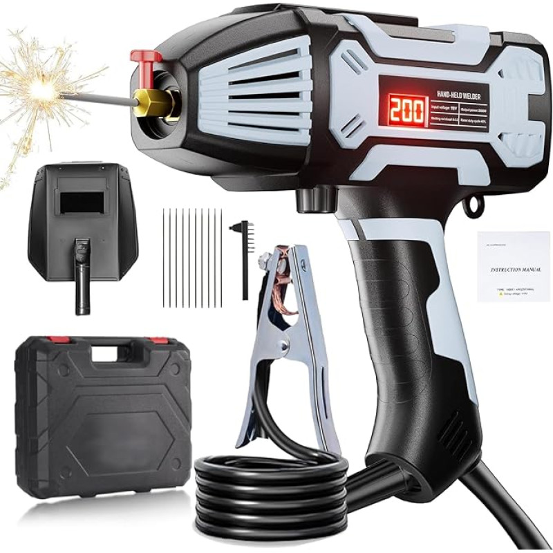 Elektrodų suvirinimo aparatas, 200A nešiojamas rankinis suvirinimo aparatas ARC su IGBT inverteriu, 220V lanko suvirinimo aparatai 1,6-3,2 mm vielos strypams, mini suvirinimo aparatas