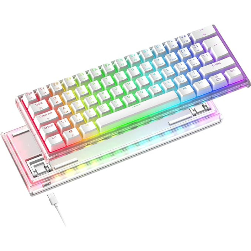 MAGIC-REFINER Mini 60 % laidinė mechaninė žaidimų klaviatūra, RGB chromatinis apšvietimas, PBT Pudingo klavišų dangteliai, 