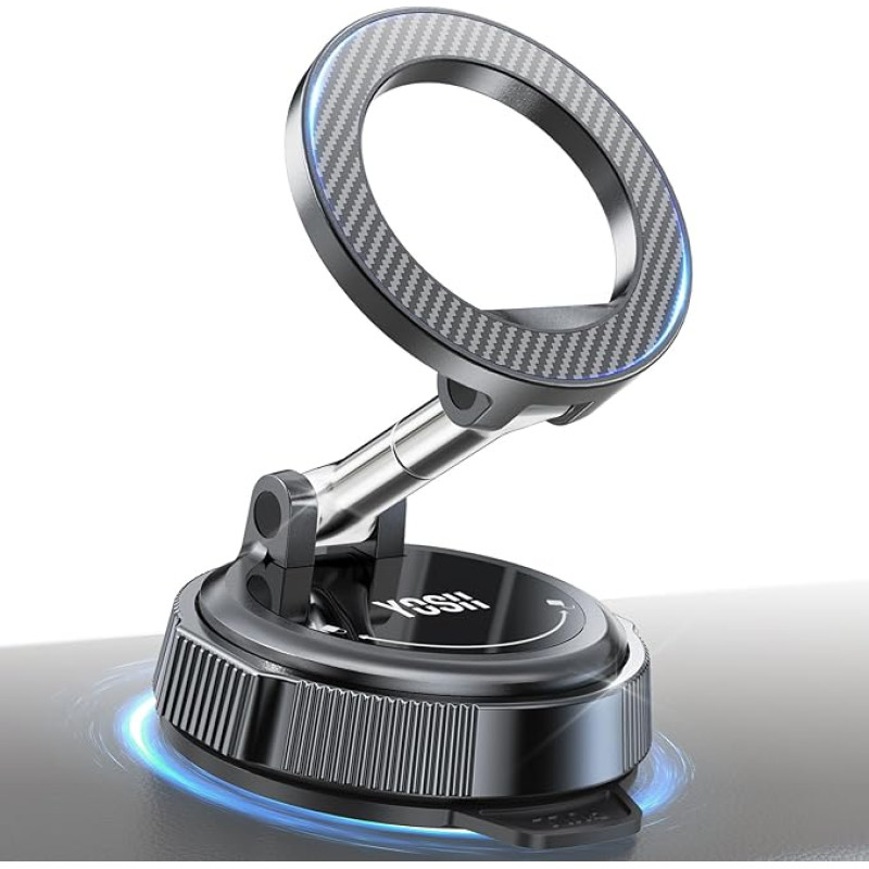 YOSH MagSafe automobilinis laikiklis, vakuuminis telefono laikiklis automobilyje su 300N vakuuminiu siurbtuku ir 22×N56 magnetais, magnetinis telefono laikiklis su 360° pasukama ilgesne ranka, skirtas 