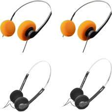 Retro-Over-Ear-Kopfhörer, Vintage-Feelings-Bügel-Kopfhörer, Retro-Kopfhörer, leicht, HiFi-Stereo-Kopfhörer, Headset, für die meisten Handys, Wiedergabe, Pevices Kopfhörer (Schwarz und Orange), 4 Stück