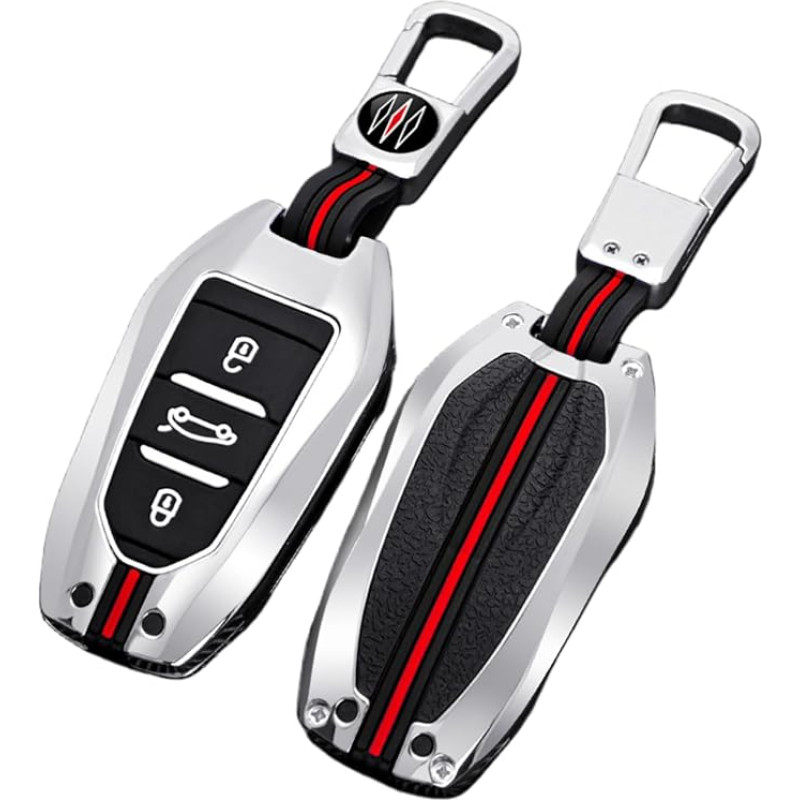 Cinko lydinio automobilio raktų dangteliai Peugeot 3008 208 308 508 408 307 4008 Citroen C4 C4L C3 C6 C3-XR Picasso DS3 DS4 DS5 3 mygtukai (A, sidabrinės spalvos)