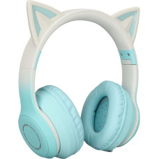 Focket Bluetooth Headphones, Cat Ear Headphones with Microphone, 7 LED Light Up Wireless Headphones with Volume Control, Foldable Gaming Headset for Children Adults 15H Playtime PC TV Lapt (Green)