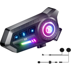 Motorcycle Bluetooth Headset, Helmet Speaker Bluetooth 6.0, Helmet Headset with DSP & CVC Dual Noise Cancellation, Voice Assistant and Waterproof, Wireless Earbuds 1000 mAh Long Battery Life