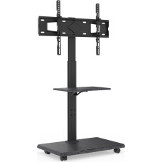 Delphos Mobile TV Stand Rollable with Wooden Base, TV Stand for 32-70 Inch TVs up to 45 kg, Height Adjustable up to Approx. 130 cm Rotatable ± 25° Max. VESA 600 x 400