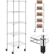 Royal Catering Wire openwork storage rack on wheels 5 shelves up to 50 kg 60x45x186 cm