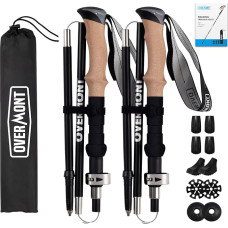 Overmont Wanderstöcke Faltbar Aluminium Ultraleicht - Verstellbar 105-125 cm Trekkingstöcke - Nordic Walking Stöcke 1 Paar mit All-Terrain Zubehör
