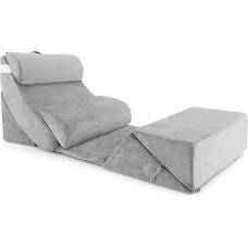 LIFEZEAL 7 dalių pagalvių rinkinys, ortopedinė pagalvė, pagaminta iš atminties medvilnės, 120 x 60 cm nugaros pagalvėlė, skaitymo pagalvių rinkinys su skalbiamu užvalkalu, atlošas miegui, pramogoms