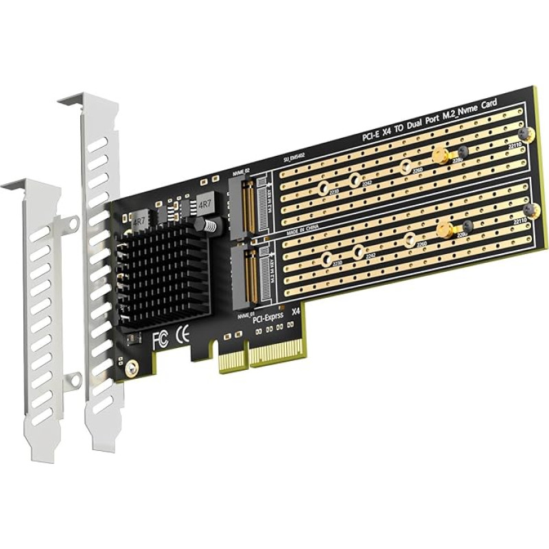 GLOTRENDS PA20 Dual M.2 NVMe to PCIe 3.0 x4 adapteris su PCIe Bifurcation, 