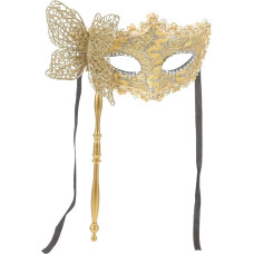 IMIKEYA Maskarado kaukė su strypu - auksinė venecijietiška kaukė Moterų maskarado balių kaukė Moterų akių kaukė Fancy Dress kaukės maskarado vakarėliui Šokių vakarėlis kostiumų aksesuarai