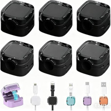 Pack of 4 Magnetic Cable Clips with Adhesive Strips, Charging Cable, Magnetic Cable Organiser, Storage Holder, Cable Holder, Self-Adhesive Cable Organiser, Self-Adhesive for Desk (Black)
