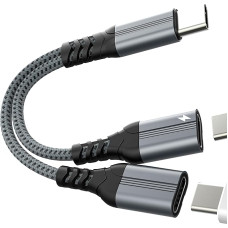 USB-C-Kopfhörer-Adapter, Splitter, Typ-C-Aux-Audio-Ladegerät, Dongle-Buchse, Dual-Adapter-Kabel, Port, Kopfhörer, Schnellladung für iPhone 17, 16, 15 Pro Max, kompatibel mit Samsung