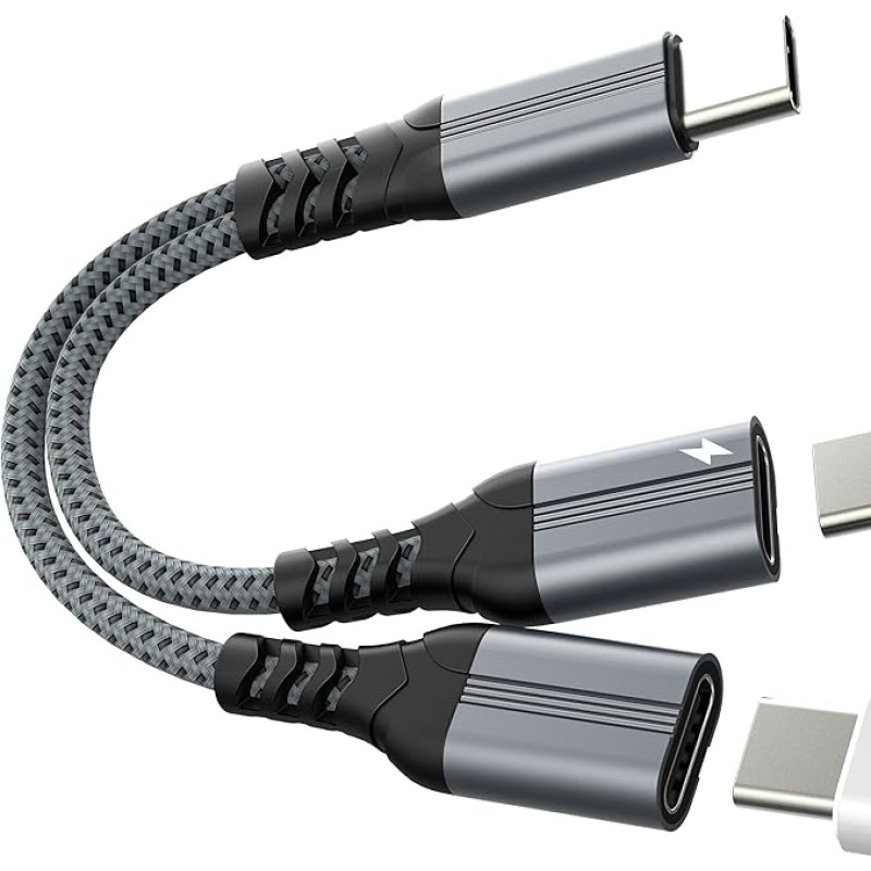 USB-C-Kopfhörer-Adapter, Splitter, Typ-C-Aux-Audio-Ladegerät, Dongle-Buchse, Dual-Adapter-Kabel, Port, Kopfhörer, Schnellladung für iPhone 17, 16, 15 Pro Max, kompatibel mit Samsung