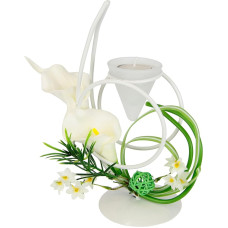 Tea Light Holder with Glass Insert and Tea Light Candle with Flower Calla Decorative Ball Candle Holder Table Decoration Tea Light Glass Lantern Lantern Romantic Decorative Object Wedding Decoration