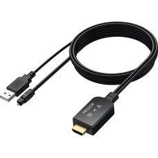 PROZOR HDMI eARC/ARC į optinį adapterį eARC/ARC į optinį konvertavimo kabelis 192KHz/24bit (1,5 m/5 pėdų), skirtas garso kolonėlėms, HDTV, belaidėms ausinėms, namų kino sistemoms, palaiko PCM 2.0, Dolby Digital