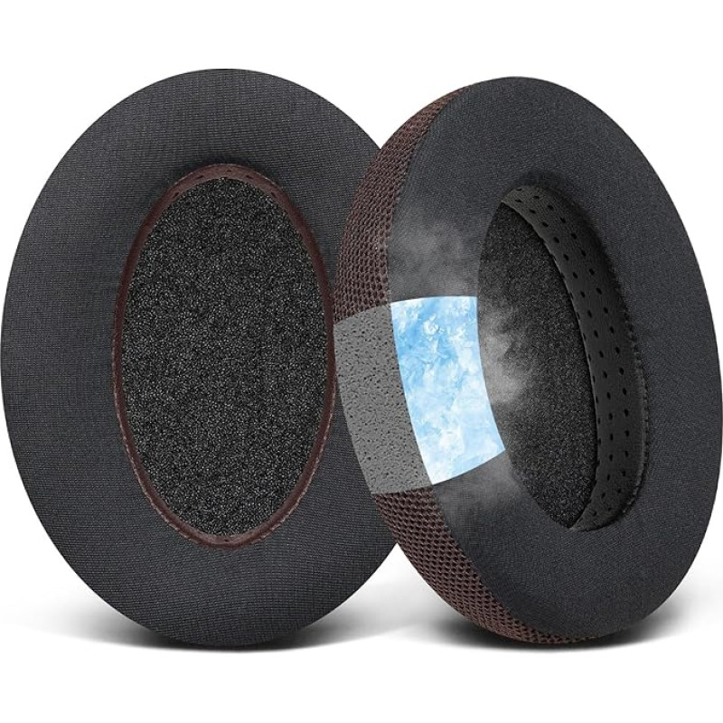 SOULWIT aušinančio gelio pakaitiniai ausų įdėklai Sennheiser HD650, HD660 S, HD660S2, HD600, HD6XX, HD58X, HD580, HD565, HD545, HD535 ausinėms su triukšmo izoliacija, atminties putomis, ypatingo storio