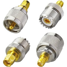 SMA UHF adapterių rinkinys iš 4 SMA ir UHF antenos kištukų - SMA vyriškas UHF kištukas, skirtas SDR, rankiniams radijo imtuvams, mėgėjiškiems radijo imtuvams, CB radijo imtuvams ir kt.
