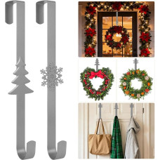 Weihnachtskranzaufhänger, 38 cm, robuste Kranzaufhänger für Haustür, 38 cm, silberfarbenes Metall, für Weihnachten, Ostern, Hochzeiten, Herbstgirlande, Willkommensschild, Heim- und
